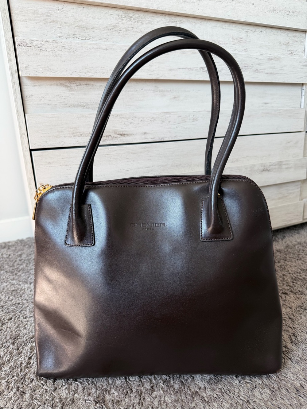 Classic Dark Brown Leather Satchel